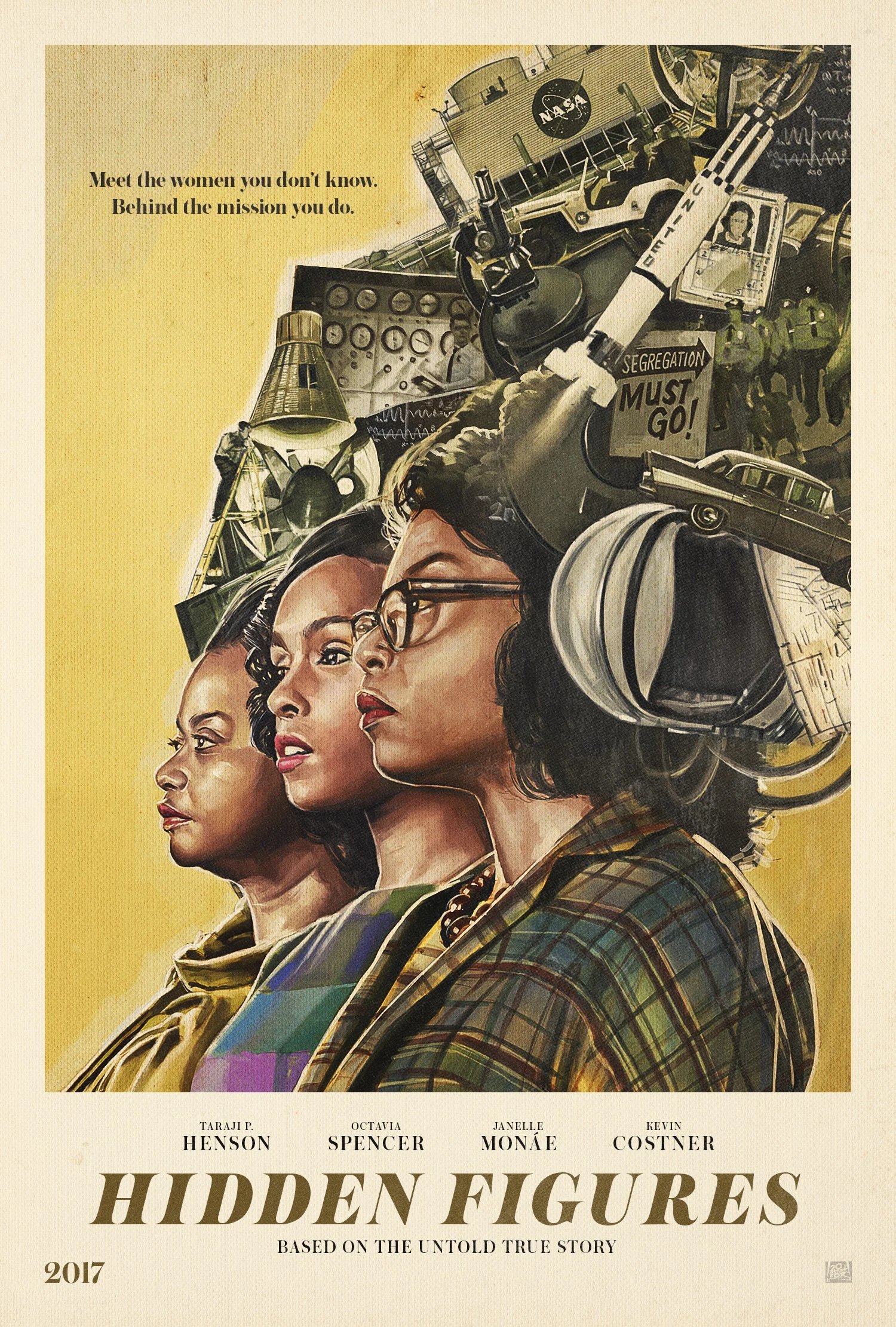 Illustrated campaign poster for Hidden Figures