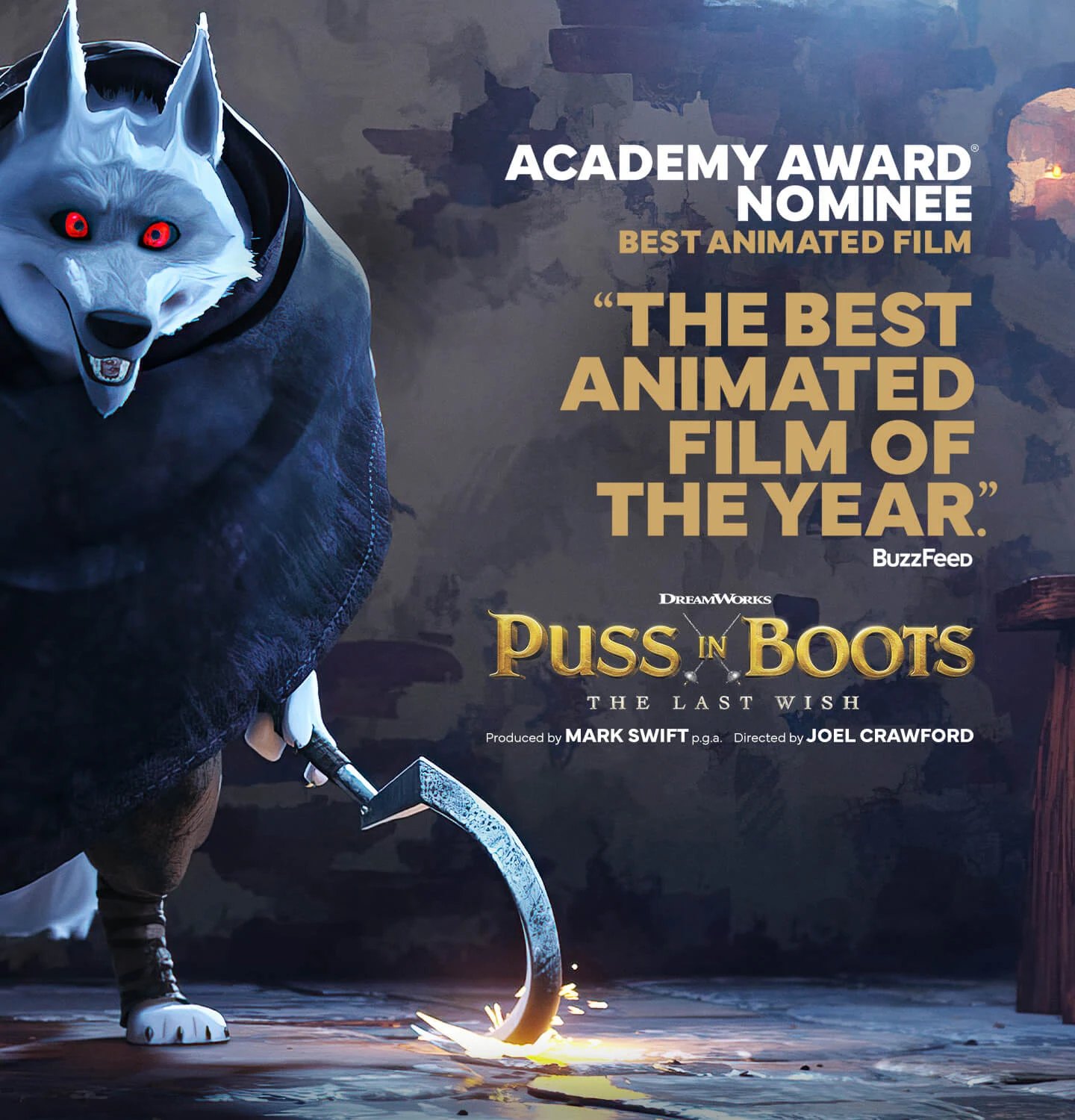 Official awards campaign poster for Puss in Boots: The Last Wish