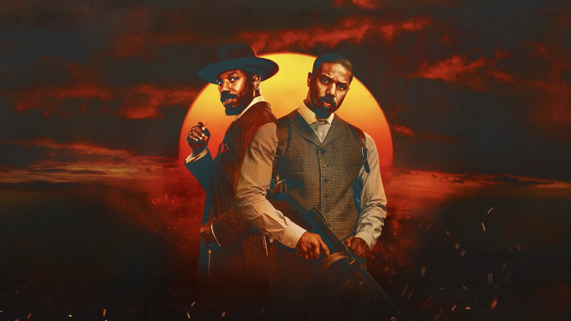 Widescreen actor-forward key art for Sinners