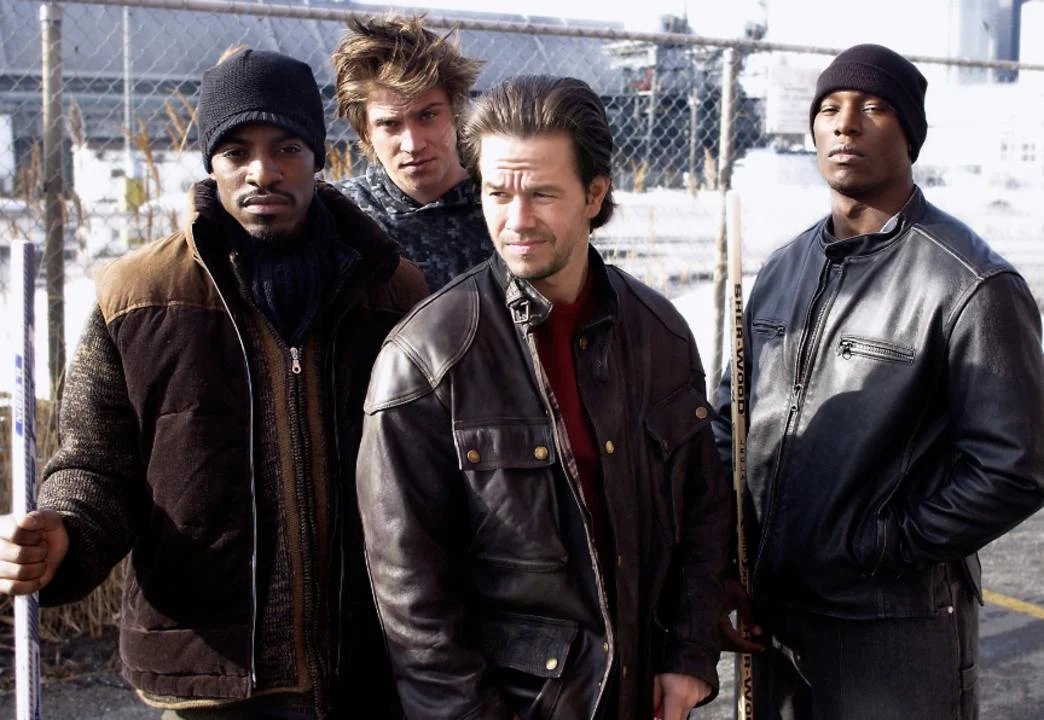 Official film still — the four Mercer brothers for Four Brothers