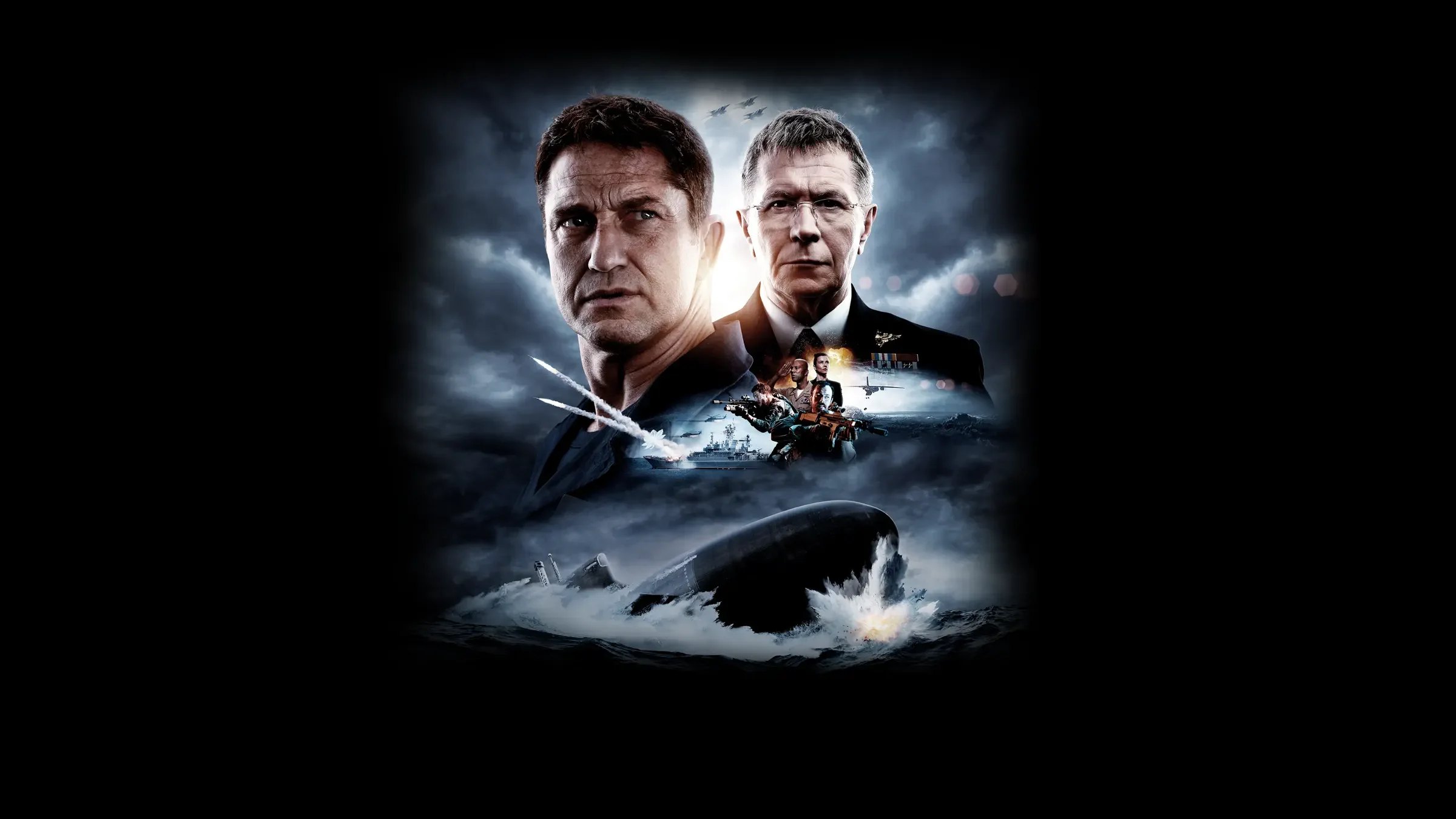 Apple TV promotional artwork — Captain Glass and Admiral Donnegan for Hunter Killer