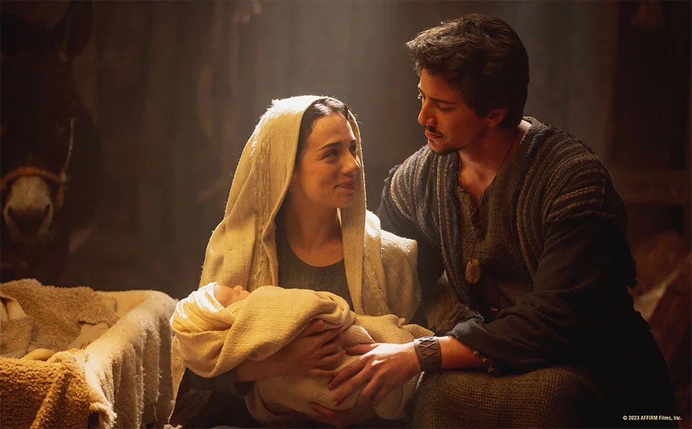 Official film still — Mary, Joseph, and the infant Jesus for Journey to Bethlehem