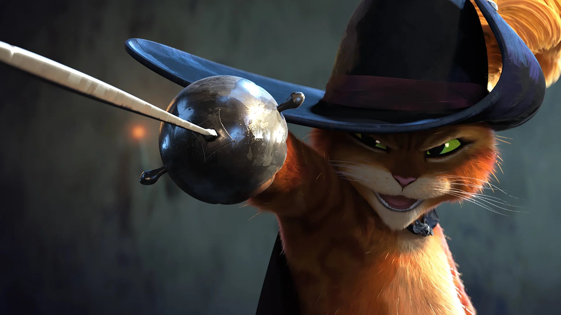 Official DreamWorks film-gallery still — Puss fencing for Puss in Boots: The Last Wish